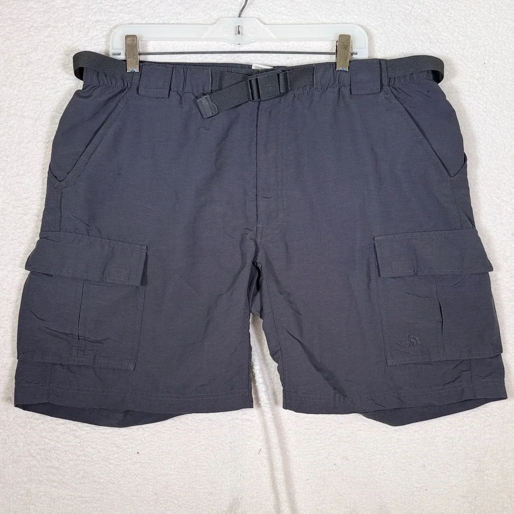 The North Face Belted Cargo Hiking Shorts Mens Gray Nylon XL Asphalt AU2D Trail